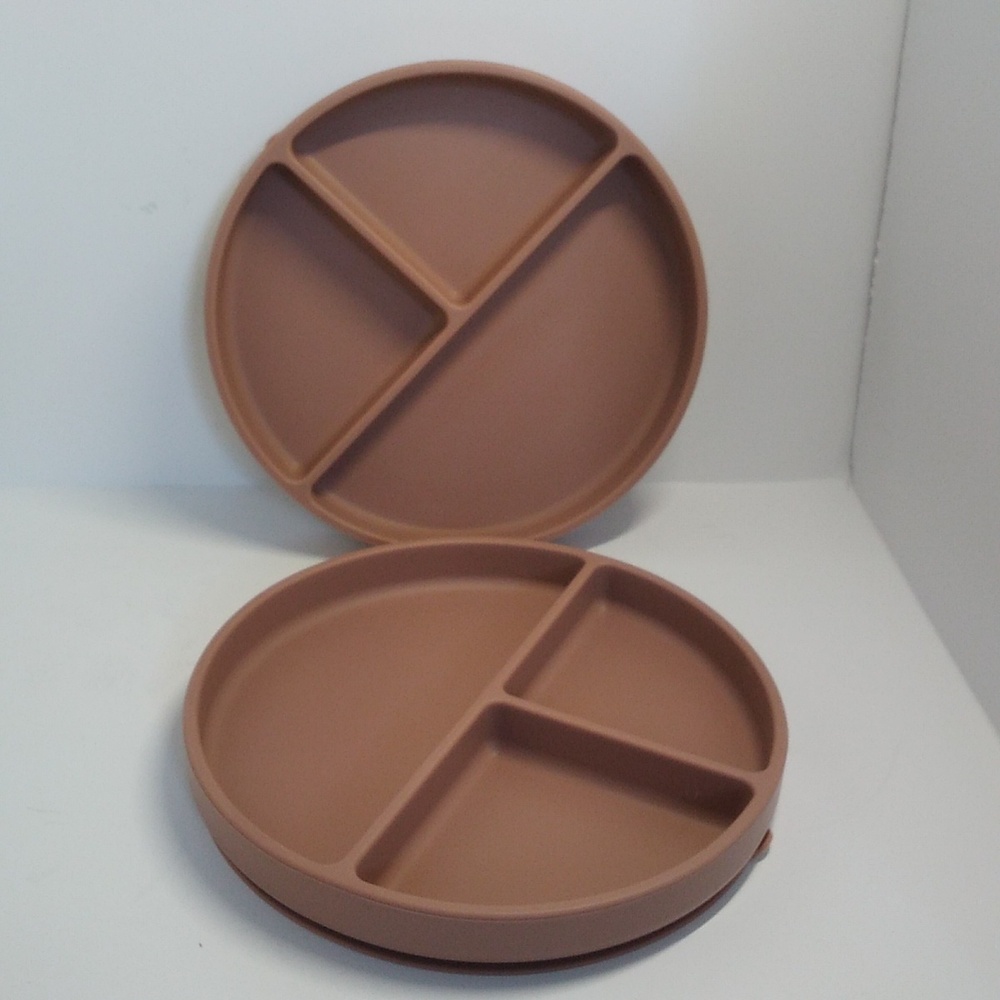 Mushies infant divided plate with solid suction cup base